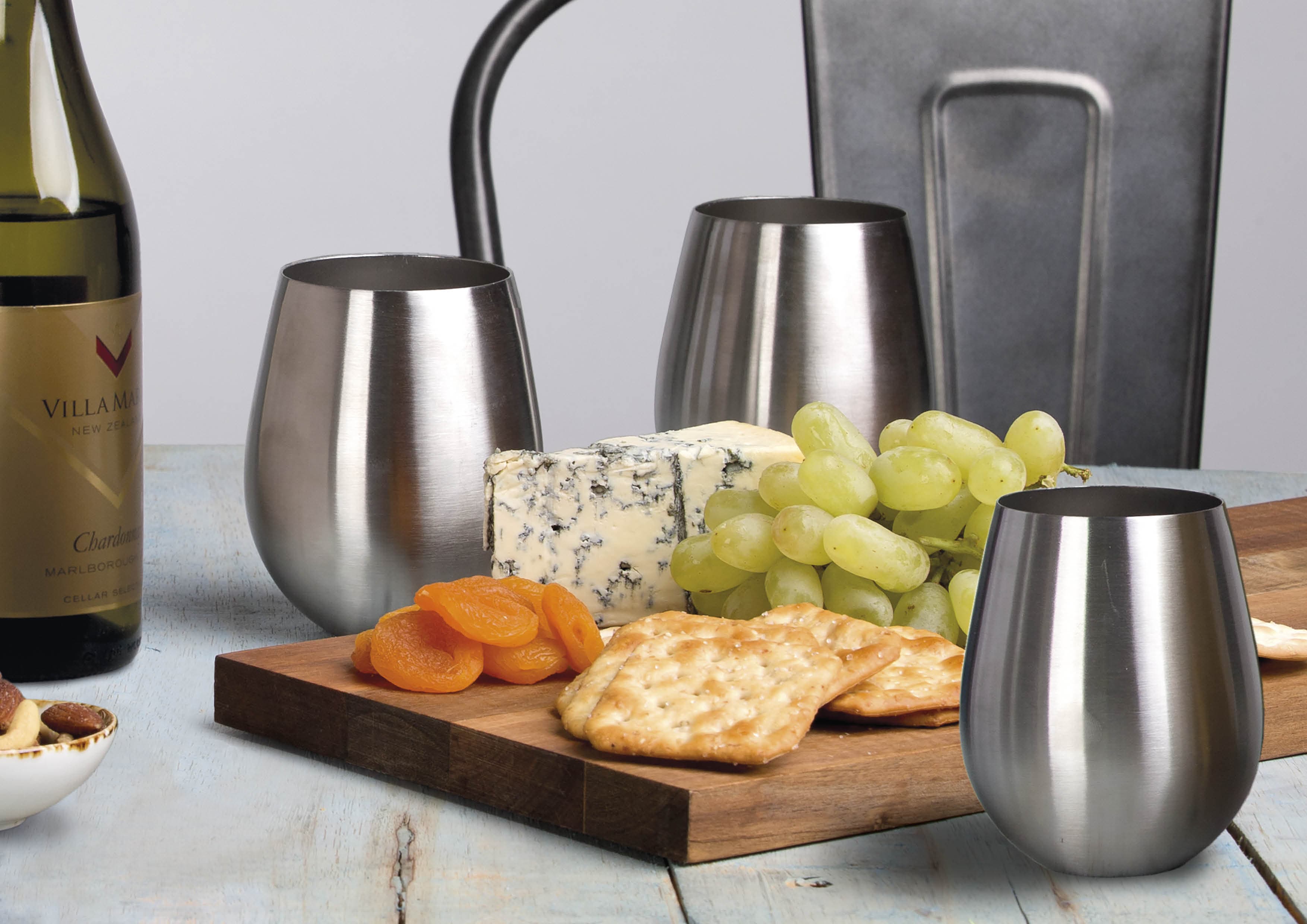 Stemless Stainless Steel Wine Glass Set